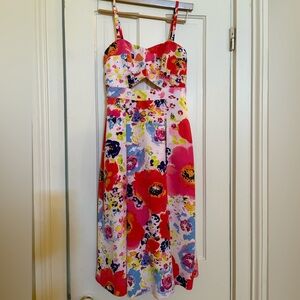 RACHEL Rachel Roy Floral Midi Dress - Red, Pink, Yellow, Blue